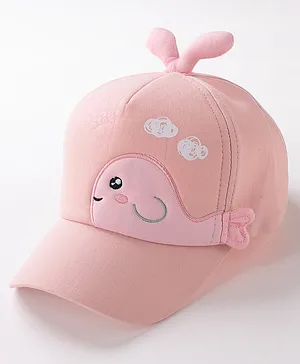 Babyhug Whale Embroidery With Text Print Cap - Pink