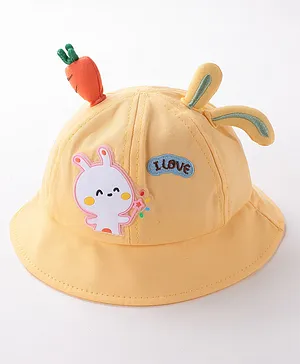 Babyhug Bucket Hat Bunny Design Yellow - Diameter 17 cm