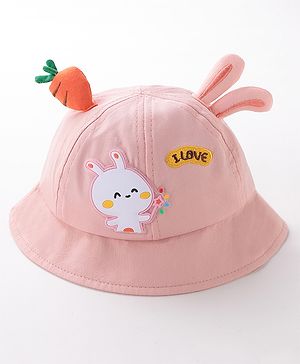 Babyhug Bucket Hat Bunny Design Pink - Diameter 17 cm