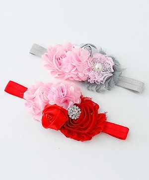 Babyhug Flower Applique Headbands Pack Of 2 - Multicolor