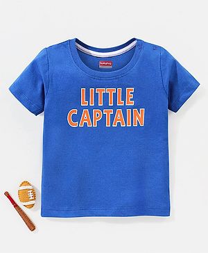 Babyhug Cotton Half Sleeves T-Shirt Text Print- Navy Blue