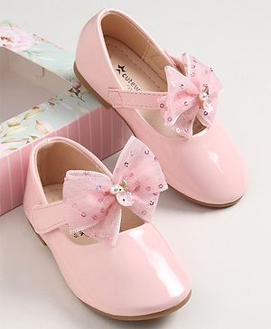 Cute Walk by Babyhug Velcro Closure Bellies with Bow Applique - Pink