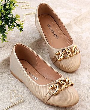 Cute Walk by Babyhug Slip on Bellies With Applique- Golden