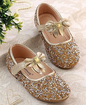 Cute Walk by Babyhug Buckled Closure Bellies With Bow Applique- Golden