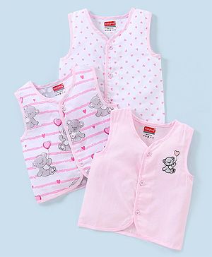 Babyhug 100% Cotton Woven Sleeveless Jhabla Lion Print Pack Of 3 - Multicolor