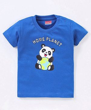 Babyhug Cotton Half Sleeves T-Shirt Panda Print- Blue