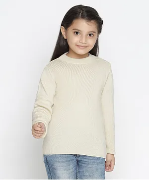 SpyBy Full Sleeves Solid Pullover Sweater - Beige