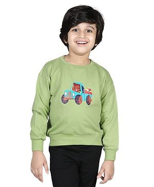 Aww Hunnie Full Sleeves Monster Truck Printed Sweatshirt - Green