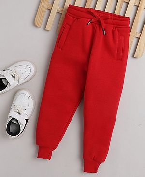 Knitting Doodles Solid Fleece Track Pants - Red