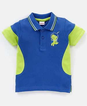 Babyhug Cotton Half Sleeves Dino Print T-shirt with Graphics - Blue & Lime