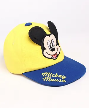 Disney by Babyhug Summer Cap Baby Mickey Mouse Design Yellow & Blue- Circumference 42 cm