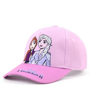 Disney by Babyhug  Frozen Elsa & Anna Print Summer Cap Pink - Diameter 13 cm