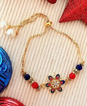 Kalacaree Christmas Theme Snowflakes Flower Bracelet With Adjustable Chain - Multi Colour