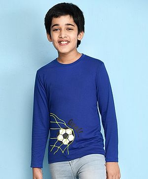 NUSYL Full Sleeves Football Goal Placement Printed Tee - Royal Blue