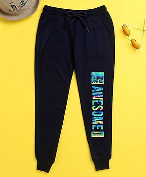 NUSYL Awesome Printed Track Pant - Navy Blue