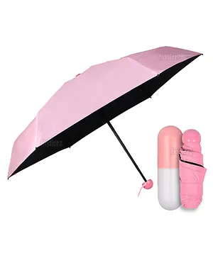 Fiddlerz Capsule Case Folding Compact Pocket Ultra Lights and Small Mini Umbrella- Pink