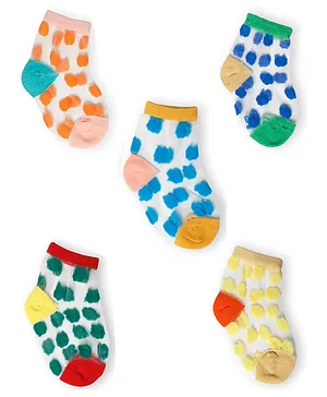 PASSION PETALS Pack Of 5 Blocks Design Socks - Multi Color