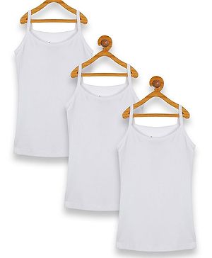 Kiddopanti Pack Of 3 Sleeveless Solid Slips - White