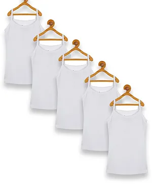 Kiddopanti Pack Of 3 Sleeveless Solid Slips - White