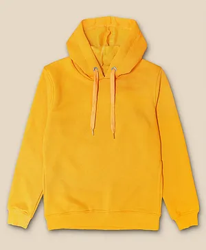 Kidsville Full Sleeves Solid Hooded Sweatshirt - Yellow