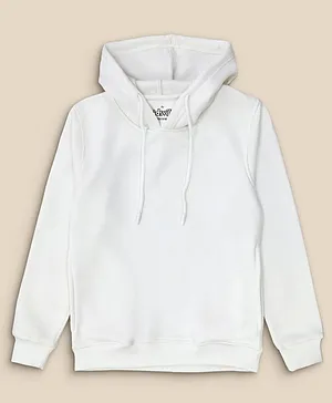 Kidsville Full Sleeves Solid Hooded Sweatshirt - Off White