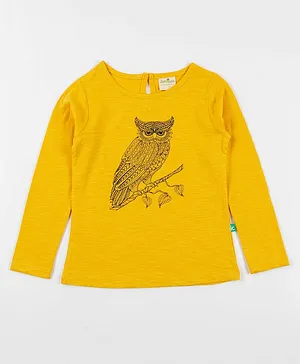 JusCubs Full Sleeves Owl Placement Printed Tee - Honey Gold