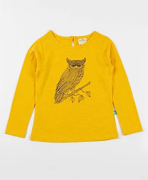 JusCubs Full Sleeves Owl Placement Printed Tee - Honey Gold