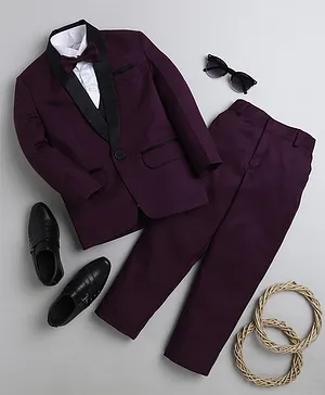 Jeet Ethnics Full Sleeves Solid Coat Suit Set - Dark Purple