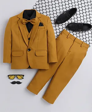 Jeet Ethnics Full Sleeves Solid Coat Suit Set - Mustard Yellow