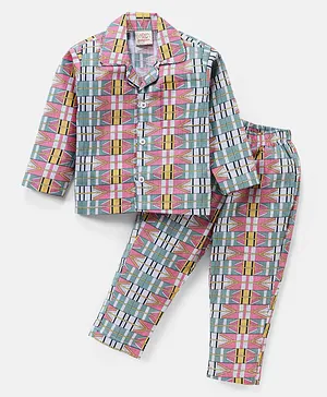 Rikidoos Full Sleeves Abstract Printed Night Suit - Multi Colour