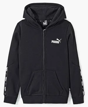 Puma Cotton Full Sleeves ESS+ Tape Full-Zip Hoodie FL - Black