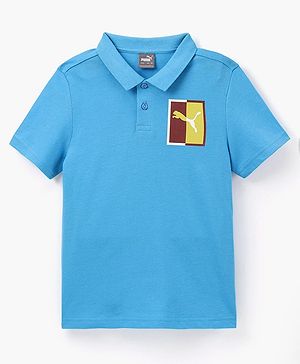PUMA Half Sleeves Graphic Polo T-Shirt - Blue