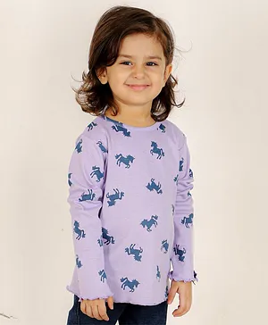 The Mom Store Full Sleeves All Over Unicorn Printed Tee - Purple