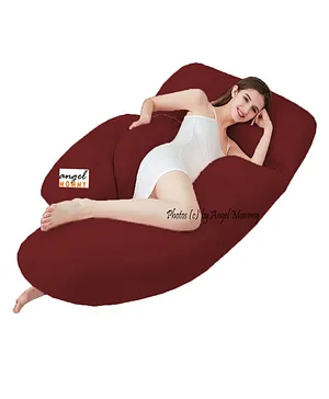 Angel Mommy Premium Full G Shaped Body Pillow Microfibre Solid Pregnancy Pillow Pack of 1  - Maroon