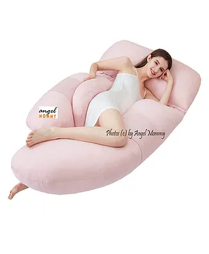 Angel Mommy Premium Full G Shaped Body Pillow Microfibre Solid Pregnancy Pillow Pack of 1 -  Light Pink