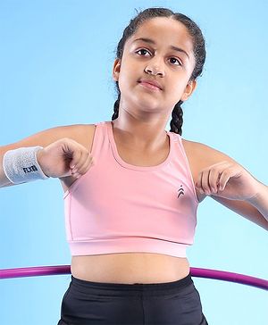 Pine Active Sleeveless Stretchable Sports Bra Solid Colour - Pink
