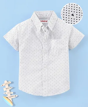 Babyhug 100% Cotton Half Sleeves Shirt Triangles Print - White