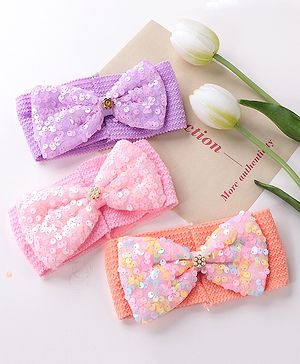 Babyhug Free Size Headbands with Bow Applique Pack of 3 - Multicolour