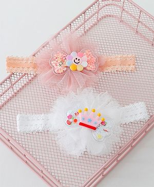 Babyhug Daisy & Crown Bow Applique Headbands Pack Of 2  - Multicolor