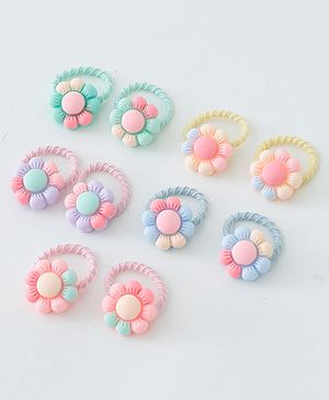 Babyhug Free Size Hair Rubber Bands Floral Design Pack of 10- Multicolor