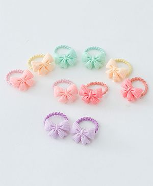 Babyhug Free Size Hair Rubber Bands Bow Design Pack of 10- Multicolor