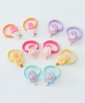 Babyhug Free Size Hair Rubber Bands Ice Cream Design Pack of 10- Multicolor