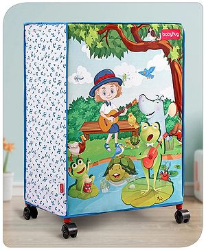 Babyhug Multi Utility Square Laundry Bag With Wheels Musical Theme - Blue