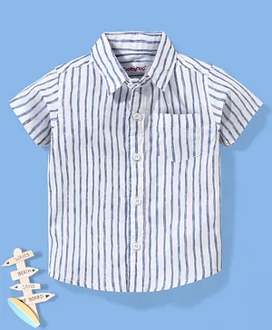 Babyhug 100% Cotton Woven Half Sleeves Striped Shirt - Blue