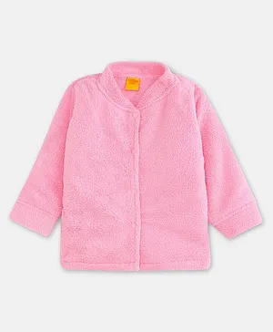 Cuddles for Cubs Full Sleeves Faux Fur Detail Warmcub Theme Fleece Jacket - Baby Pink