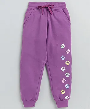 DEAR TO DAD Paw Placement Printed Jogger Pants - Purple