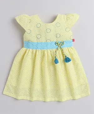 Twetoons Cap Sleeves Frock Lace Detailing - Yellow