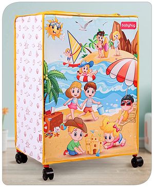 Babyhug Multi Utility Square Laundry Bag With Wheels Beach Theme - Yellow