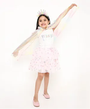 Aye Candy Princess Birthday Dressup Cape And Crown Hair Band Set - Yellow Pink Blue