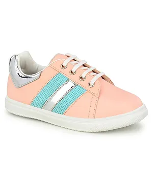 TUSKEY Lace Up Closure Stripes Detail Shoes - Pink * Green